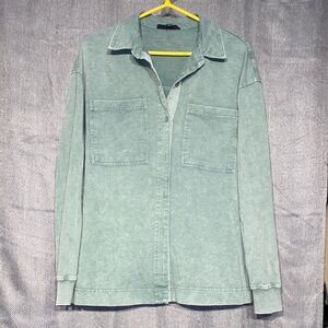 Jane and Delancey Women's Green Button Down Shirt